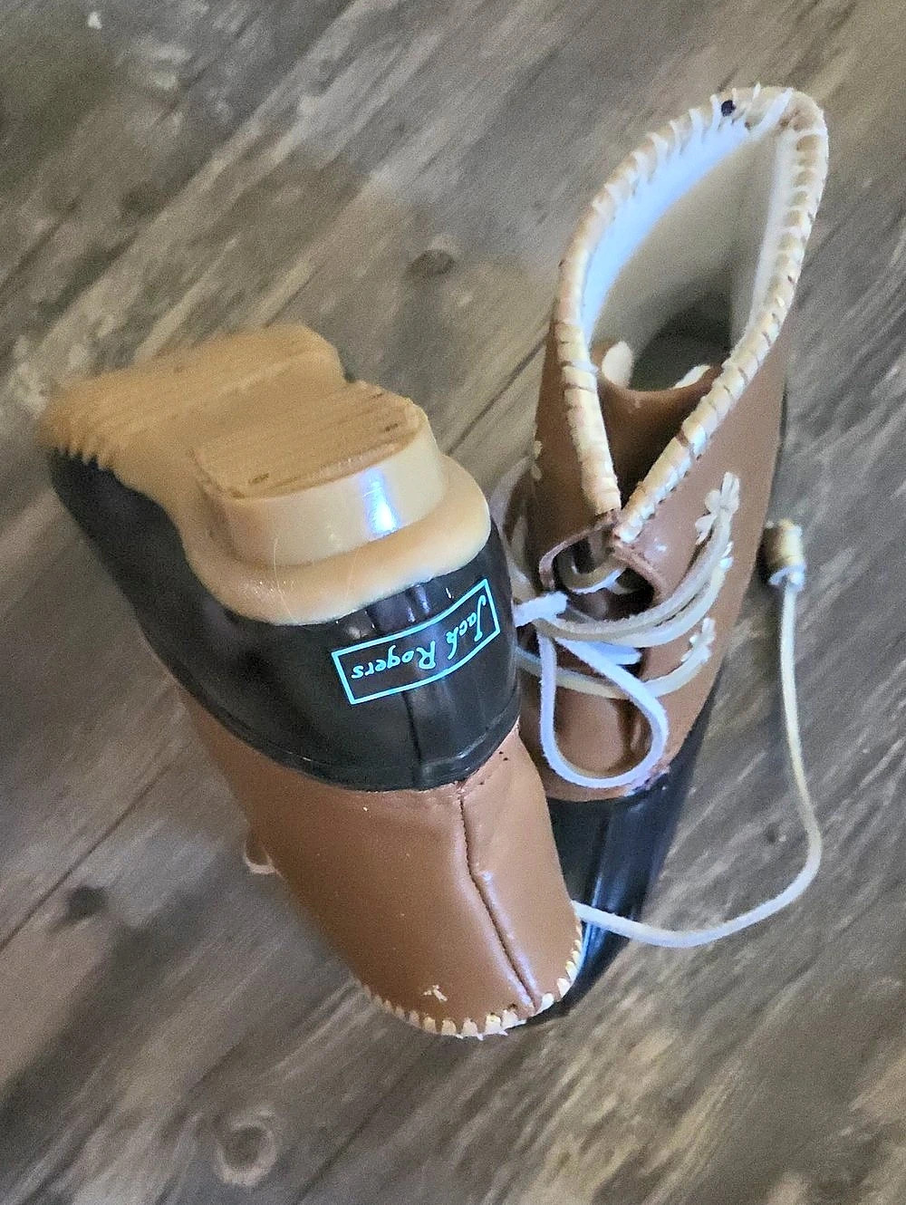Jack Rogers Whipstitch Brown & Black Rubber Duck Boots